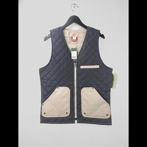 RARE NWT FILSON Men's Sz M Quilted Vest Navy Tan Style 10427 Tin Cloth Cotton